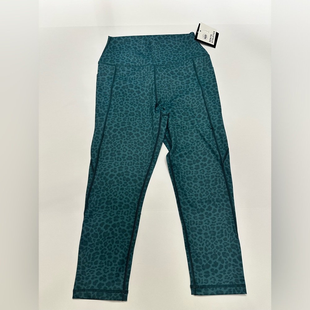Senita Athletics teal leopard print workout leggings